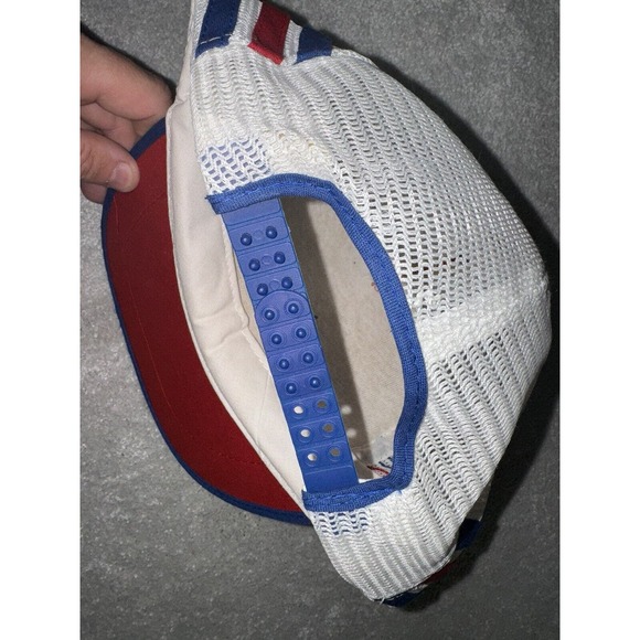 80s Vintage Trucker Hat Red Mesh Adjustable One Size Snapback Cap‎ - Picture 2 of 6